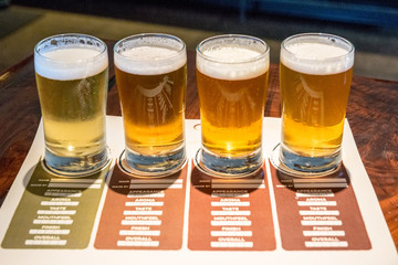 Craft beer tasting menu with small glasses
