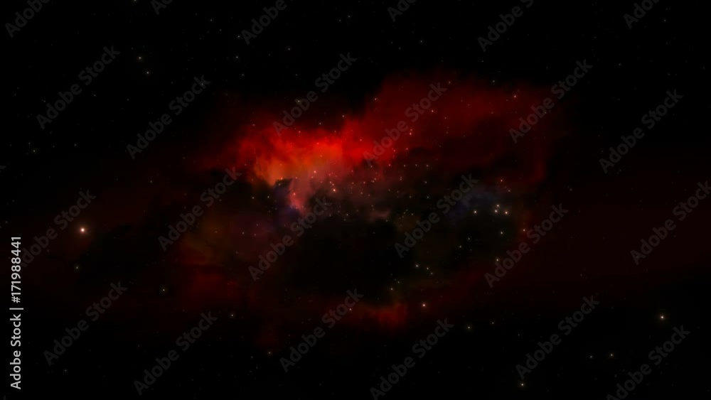 Poster Flying through star/Flight through space towards colorful galaxy. A View Of Outer Space Flying Between The Stars