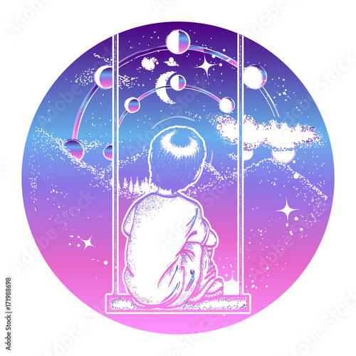 Boy On A Swing In Mountains Dreamer Tattoo Art Boy Looks