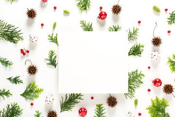 Collection of Christmas plants top view flat lay