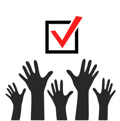 Raised hands icon, vector poster