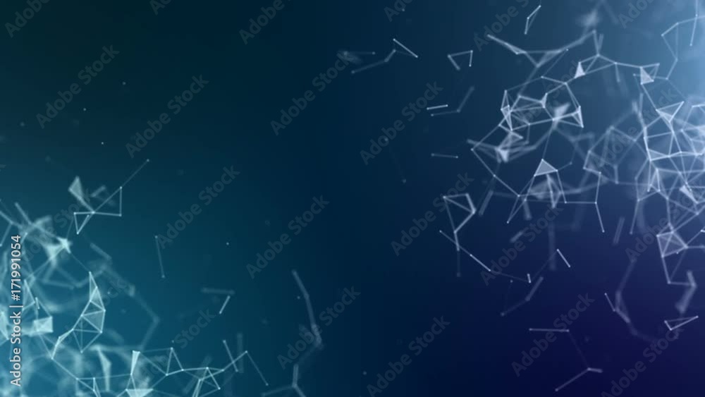Poster clusters of structures. seamless loop. plexus network. depth of field.
