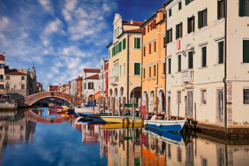 Fototapeta na wymiar Chioggia, Venice, Italy: canal in the old town