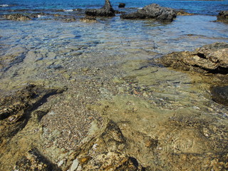 Shallow rocks Mediterranean shoreline 