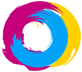 Abstract colorful paintbrush swirl circle isolated