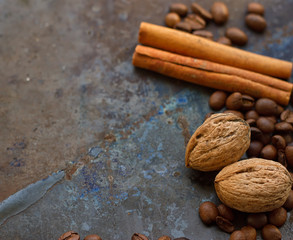 coffee beans nuts cinnamon stick