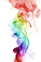 Colorful rainbow smoke isolated on white background