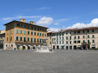 Fototapeta na wymiar The Cathedral Square - Beautiful renaissance square in Prato, Tuscany, Italy