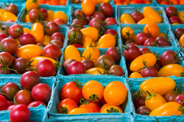 Cherry Tomatoes in  Blue Baskets Perspective