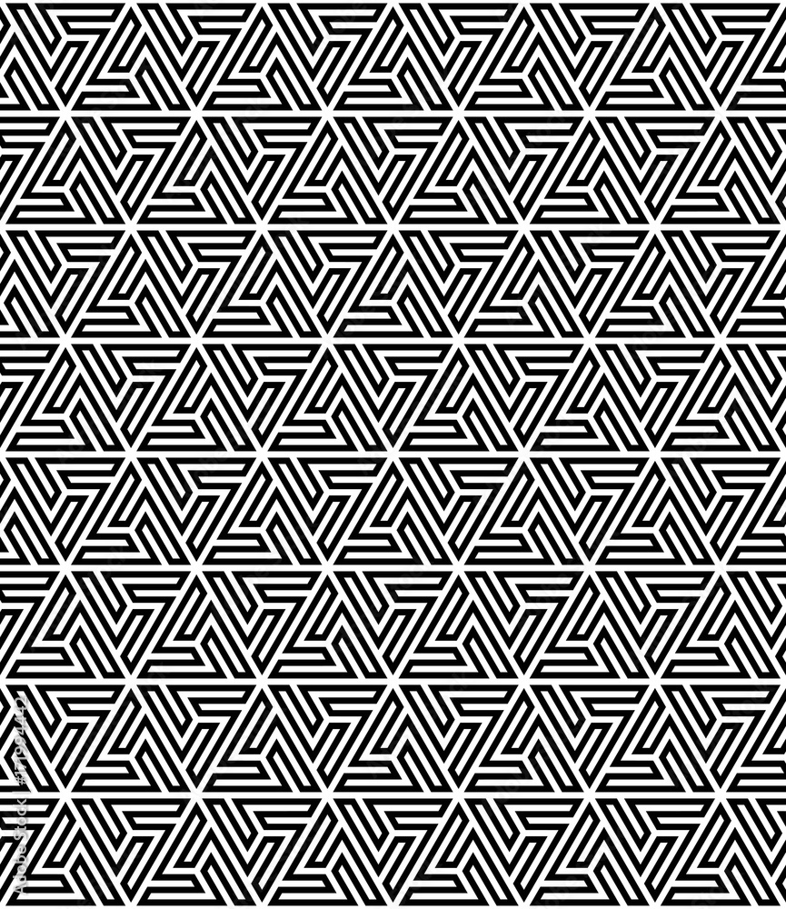 Wall mural vector seamless pattern. modern stylish texture. monochrome geometric pattern with hexagonal tiles