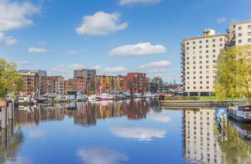 Fototapeta premium Apartment buildings at the east harbor of Groningen