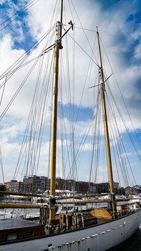 Sailboat at the marina of Antwerp.