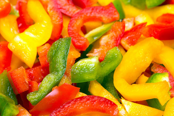 Fresh colorful  cut bell peppers texture for background. Shallow depth of field