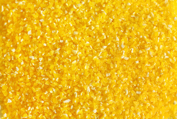 Bright yellow corn grits, closeup
