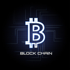 Bitcoin vector illustration background and block chain technology