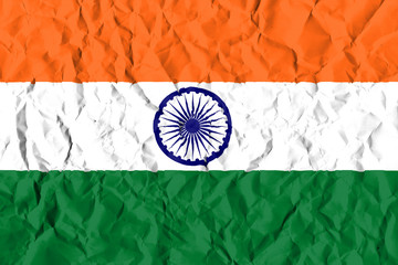 India Crisis Concept: Crumpled Paper Indian Flag