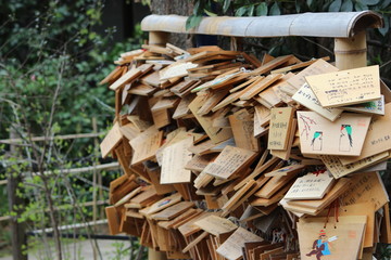 Many hanging ornaments at shrine