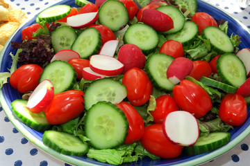 A plate full of healthy salad produce