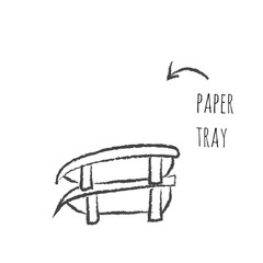 Paper tray icon in hand drawn style