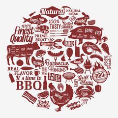 Vector barbecue, grill and steak house illustration