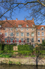 Houses with red shutters in the historic center of Amersfoort