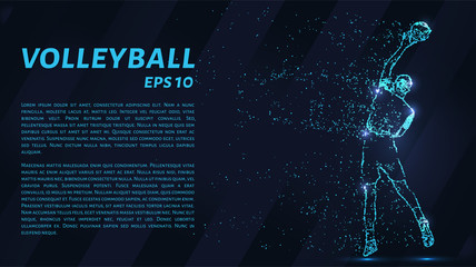 Obraz premium Volleyball, particle divergent composition, vector illustration. Silhouette of a volleyball from particles.