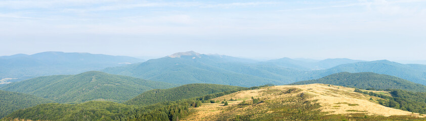 Panorama Bieszczadów, widok z Bukowego Berda na Połoninę Caryńską i Rawki