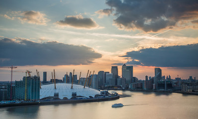 London city Canary Wharf skyline panorama
