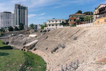 Durres, Albania. Durres was called Dyrrachium during the Roman times. Ruins of the Roman amphitheatre in the centre of Durres