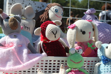 There are  a knitted toys
