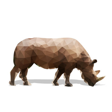 Rhinoceros walking, abstract geometric vector silhouette. Side view