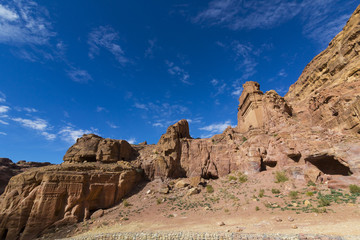 Fototapeta na wymiar Ancient abandoned rock city of Petra in Jordan tourist attraction 