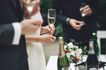 bridal couple, sensual bride and happy groom together