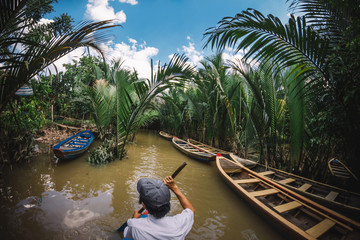 Tourist attraction - mekong delta boat tour. Exotic holidays in Vietnam.