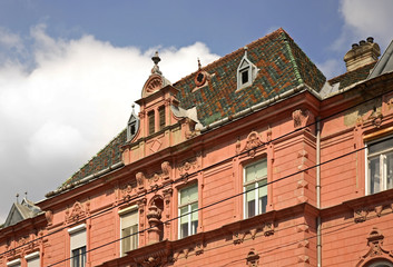 Fragment of old building in Szeged. Hungary