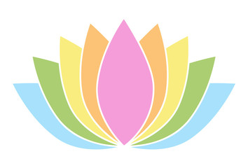 Colorful Lotus Flower Icon Logo on White Background Illustration 1