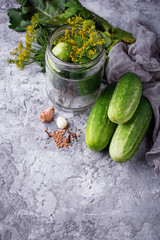 Ingredients for cooking pickled cucumbers