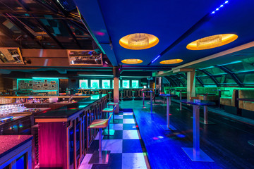 Luxuriously furnished interior of discotheque