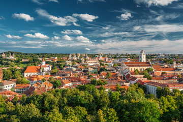 Fototapeta na wymiar Vilnius, Lithuania. Old Town Historic Center Cityscape Under Dramatic Sky