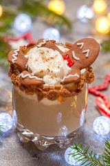 Drunken Gingerbread cookie man in a Christmas cocktail