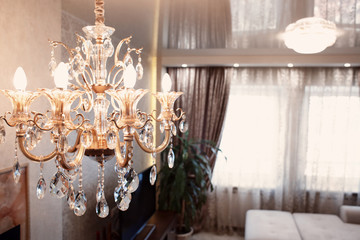 Beautiful lamp in modern living interior
