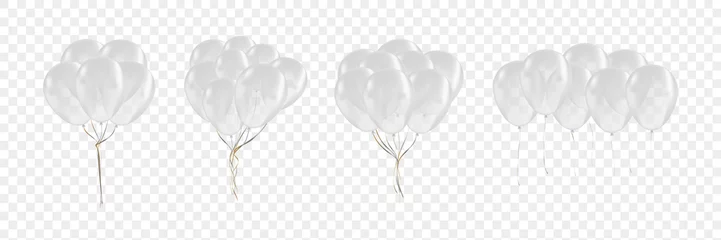 Fotobehang Vector set of realistic isolated white balloons for celebration and decoration on the transparent background. Concept of happy birthday, anniversary and wedding. © comicsans