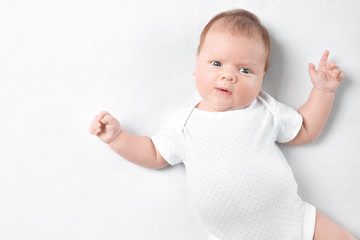Cute newborn baby on white background