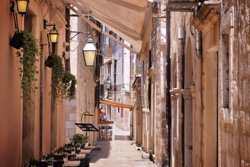 View of picturesque narrow street in old city