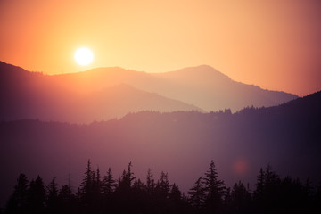 Smoky mountain sunset
