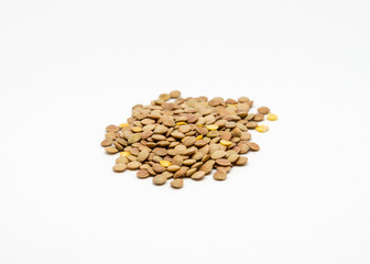 green lentils with white background