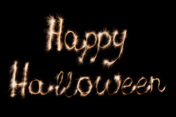 Obraz premium Happy Halloween sign sparklers. Illustration on a dark background.