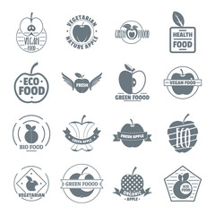Apple logo icons set, simple style
