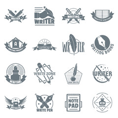 Write logo icons set, simple style
