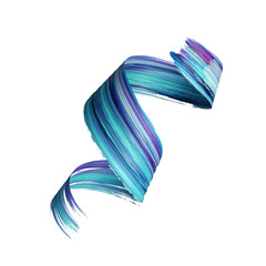 3d render, abstract brush stroke, paint splash, splatter, colorful curl, artistic spiral, vivid ribbon